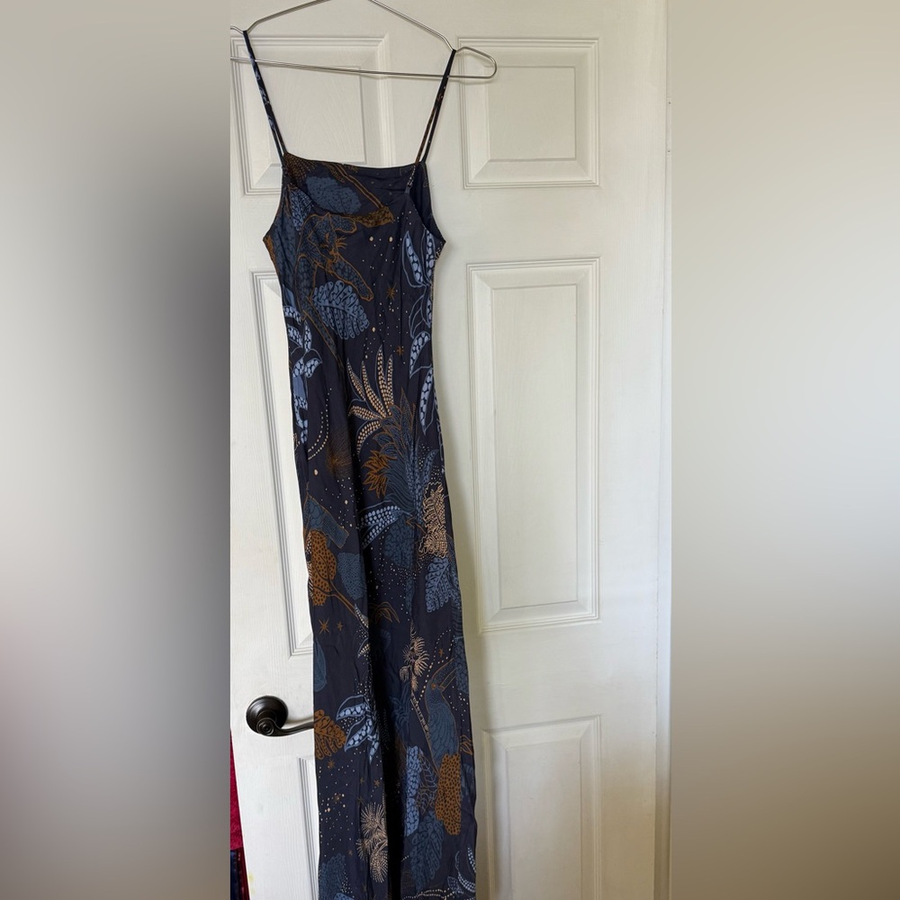 FARM Rio Navy and Gold Maxi Dress
